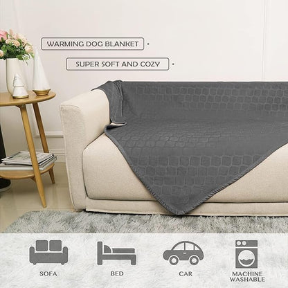 fuguitex Waterproof Dog Blanket Bed Cover Dog Crystal Velvet Moroccan Fuzzy Cozy Plush Pet Blanket Throw Blanket for Couch Sofa(68 * 82 inch, Dark Grey+Grey)