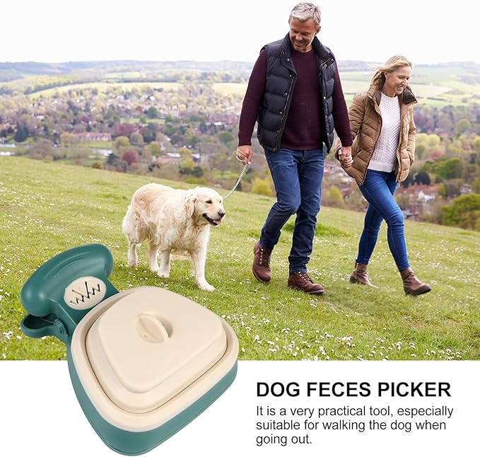 Portable Foldable Pet Pooper Scooper with Clip, Small Mustard Green Dog Waste Pickup Tool for Outdoor Use, Lightweight Plastic Puppy Poop Scoop for Travel and Walks
