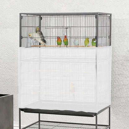2 PCS Bird Cage Seed Catcher Airy Gauze Bird Cage Cover White Birds Cages Net Cover Guard Net Adjustable Stretchy Birds Cages Netting Universal Birdcage for Parrot Enclosures Round Square
