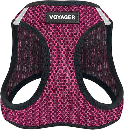 Best Pet Supplies - All Weather Mesh/Plush, Reflective, No Pull Harness for Small, Medium Dogs, Cats - Secure with Hook & Loop Fastener, Buckle, Double D-Rings - Fuchsia (2-Tone), S