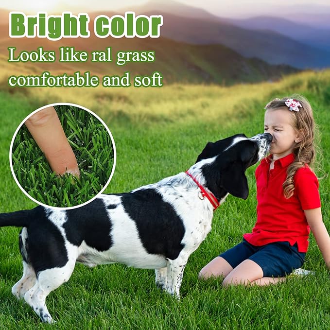 Bsmathom Artificial Grass Rug Indoor Outdoor Rug, 4x6Ft Artificial Grass Area Rug for Patio, Synthetic Artificial Grass Turf Fake Grass Rug with Drainage Holes for Balcony Garden Lawn Landscape