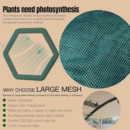 Poray Large Tunnel 73''x37''x61''Plant Netting Cover,5FT Tall Crop Cage Tomato Netting,Pest Guard Cover for Vegetables &Fruits,Durable Gardening Net for Plant and Animal