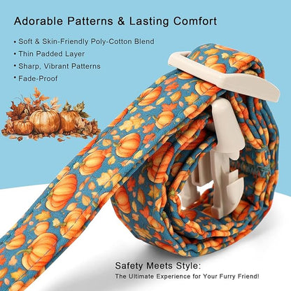 Fall Dog Collar Cute Autumn Pumpkin Puppy Collar - Light Comfortable Adjustable Pet Collars for Small Medium Large Girl Boy Dogs XS