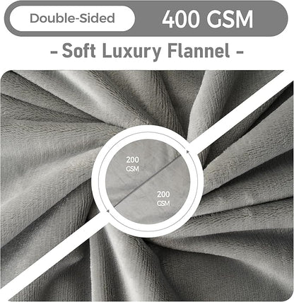 Waterproof Dog Blankets Light Grey Pet Blanket 60"x80", Soft Fluffy Sofa Car Bed Protector, Reversible Leakproof Flannel Washable Dog Blanket for Large Dogs