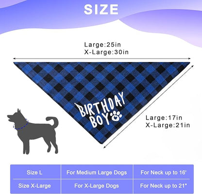 Dog Cat Birthday Party Supplies, Dog Cat Birthday Decorations Hat Bandana Bow Tie Collar Set with 0-8 Number for Large Medium Small Pet (Large, Blue)