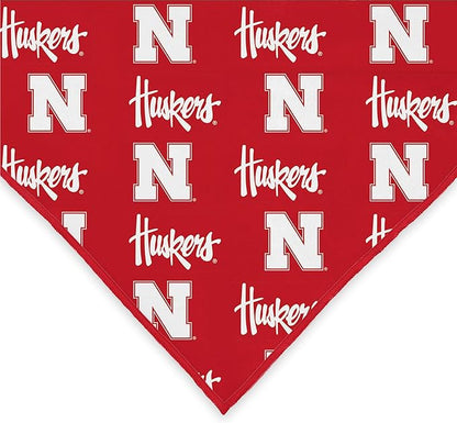 Nebraska Cornhuskers Officially Licensed Bandana for Dogs and Cats | Fits Pets Great Gift Idea | Easy-to-Tie (Large, 28")