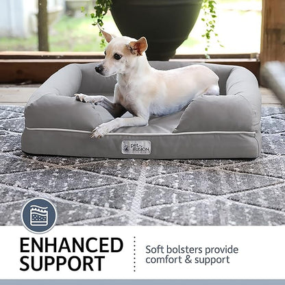 PetFusion Ultimate Dog Bed, Orthopedic Memory Foam, Multiple Sizes/Colors, Medium Firmness Pillow, Waterproof Liner, YKK Zippers, Breathable 35% Cotton Cover,1yr. Warranty, Small (25x20"), Sandstone
