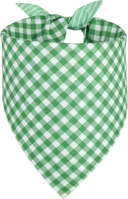 Dog Bandana Green Small 1PCS, Summer Spring Scarf for Boy and Girl, Durable Triangle Reversible Bibs Handkerchief for Puppy Pet