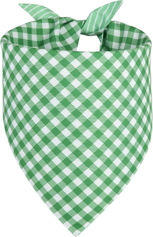 Dog Bandana Green Large 1PCS, Summer Spring Scarf for Boy and Girl, Durable Triangle Reversible Bibs Handkerchief for Puppy Pet
