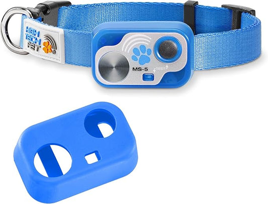 MS-5 Automatic Pet Door Collar, Genuine High Tech Pet Brand Dog Collar for Power Pet Doors - Deluxe Strap (Blue, Medium) - DC-BLUE-MS5-M