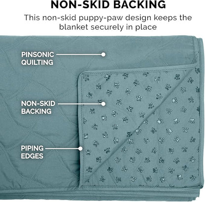 Furhaven Waterproof & Non-Slip Twin Size Mattress Cover Protector for Dogs & Cats, Washable, For Beds, Couches, & Car Seats - Quilted Twill Blanket Mattress Cover - Nile Blue, Small/Twin Size