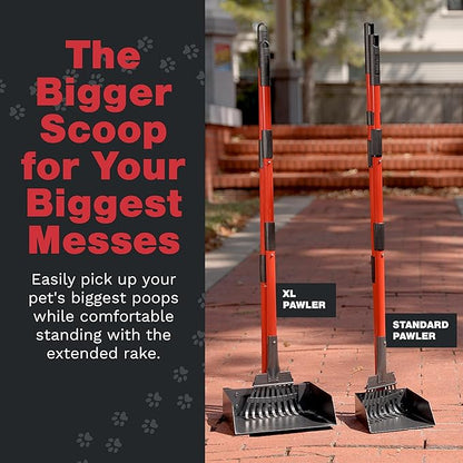 Pooper Scooper for Large Dogs, Small Dogs and Horses, Metal Poop Scooper Set with Long Handle Rake and Tray for Yard, Grass, Dirt or Gravel, Heavy Duty Aluminum Poop Picker Upper