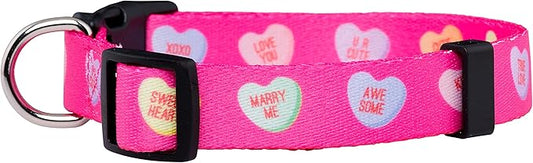 Native Pup Valentine’s Dog Collar- Valentines Day Pet Collars- Valentine Girly Hearts- Pink Red Heart- Cute Boy Girl Puppy Gift- Adjustable for Small, Medium, Large Breeds (Candy Hearts, Small)