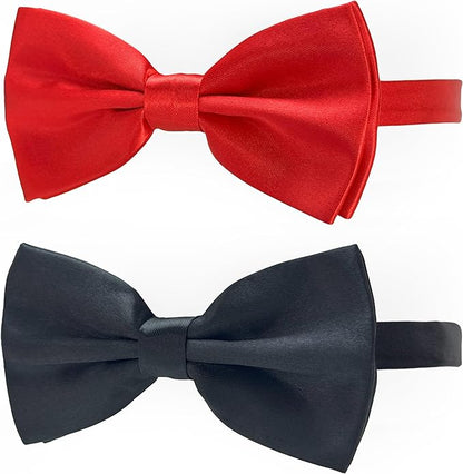 Black and Red Bow Tie for Dogs, KOOLMOX Red and Black Dog Bow with Adjustbale Dog Collar for Medium and Large Dogs Cats Pets Wedding Birthday Party Holiday New Year Cosutmes