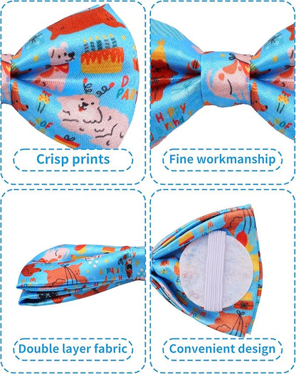 PET SHOW 5 Pack Happy Birthday Small Dog Bow Ties Sliding Collar Attachment Puppies Cats Pet Bowties for Party Balloon Cake Bowknots Collar Charms Grooming Accessories