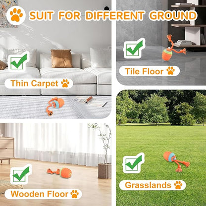 Interactive Dog Toy, [Newly Upgraded] Motion Activated Rolling Squeaky Ball for Medium/Large Dogs, Automatic Moving Dogs Ball for Boredom, USB Rechargeable(Orange)