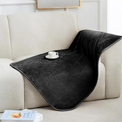 gogobunny Waterproof Pet Blanket for Small Dogs and Cats, Reversible Sherpa Fleece Soft Plush Throw for Couch Protection, Washable Furniture Protector (Black, 30x40 inches)
