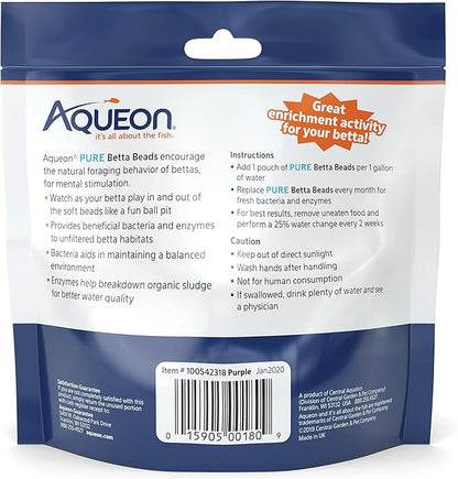 Aqueon Pure Betta Beads, Purple (Pack of 2)