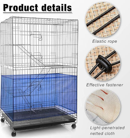 Shappy Large Bird Cage Seed Catcher,Bird Cage Cover Net Skirt Guard,Adjustable Soft Airy Mesh Net for Parrot Parakeet Macaw(118 x 15 Inch/ 300 x 37 cm,Blue)