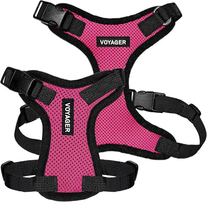 Voyager Step-in Pet Harness - All Weather Mesh, Adjustable Step in Harness for Cats and Dogs by Best Pet Supplies - Fuchsia/Black Trim, XS