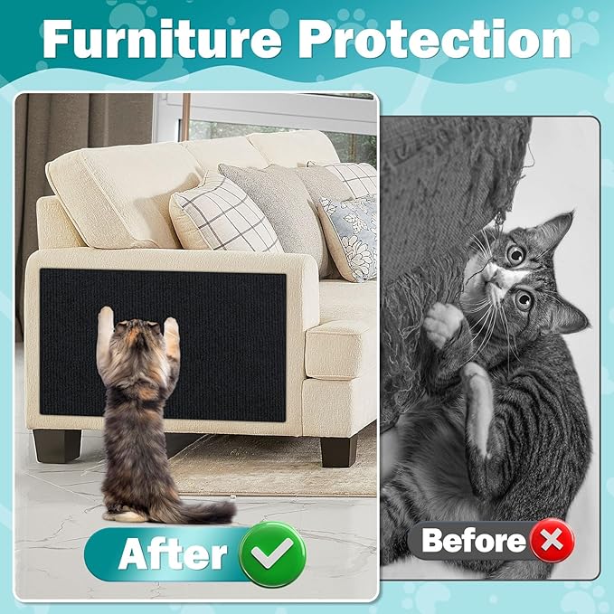 Bed Cat Scratcher Pad,47.2"x15.8"Cat Scratching Mat,Self-Adhesive Trimmable Anti Scratch Bed Couch Wall Corner Furniture Protector from Cat Claws,Easy Use for Carpet/Door/Post