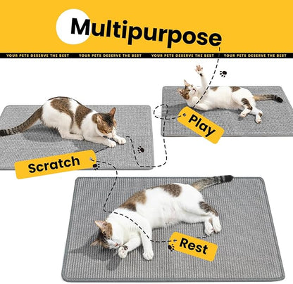 Cat Scratcher Mat,Natural Sisal Cat Scratch Pad,Horizontal Floor Cat Scratching Pads Rug for Indoor Cats Grinding Claws Nails,Cat Furniture Protector for Couch & Carpets & Sofas