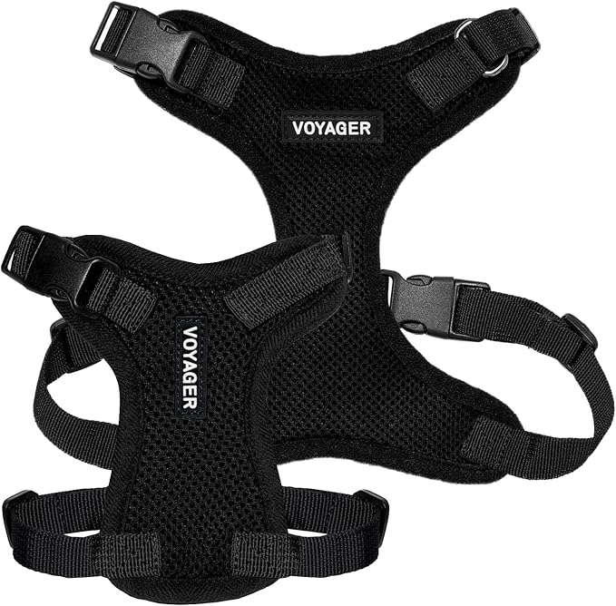 Voyager Step-in Pet Harness - All Weather Mesh, Adjustable Step in Harness for Cats and Dogs by Best Pet Supplies - Black, XS