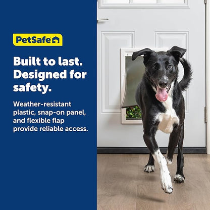 PetSafe Plastic Pet Door - Easy Install for Wood, PVC Metal & Paneled Doors - Rust-Free Plastic Frame - Flap Dimensions 10 1/4" W x 16 1/4" H - for Large Dogs Weighing Up to 100 lb
