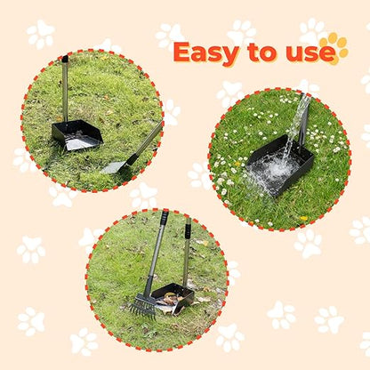 20L Dog Poop Trash Can Outside with Pooper Scooper, Inner Bucket, Stainless Steel Dustpan, Rake & Shovel, Waste Bags for Dog Poop Disposal
