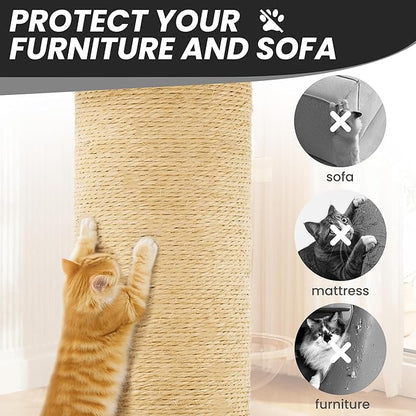 56-Inch Cat Tree for Large Cats, Multi-Level Cat Tower with 2 Condos, Sisal Scratching Posts & Hanging Toys – Sturdy Cat Furniture for Indoor Cats, Space-Saving Design (Easy Assembly), Black