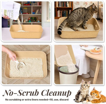 10 Pack Disposable Cat Litter Boxes, Durable Leak-Proof Cardboard Kitty Litter Trays for Temporary Use, Litter Box Liners & Travel, Ideal for Picky Cats