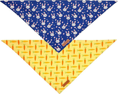Realeaf Easter Dog Bandanas 2 Pack, Triangle Reversible Pet Scarf for Boy and Girl, Premium Durable Fabric, Holiday Bandana for Small Medium Large and Extra Large Dogs (Small)