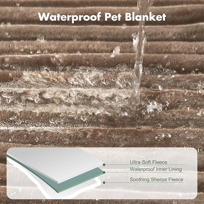 Waterproof Dog Blanket for Couch - Washable Medium Pet Blanket for Furniture Protector, Cozy Fleece Calming Dog Crate Blankets for Indoors & Outdoors, Brown, 30"x40"