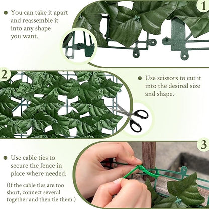 Artificial Ivy Privacy Fence Wall Screen,40X120 in UV-Anti Faux Greenery Backdrop Ivy Vine Leaf Hedges Fence Panels for Patio, Balcony, Garden, Backyard Indoor Outdoor Green Wall Decor