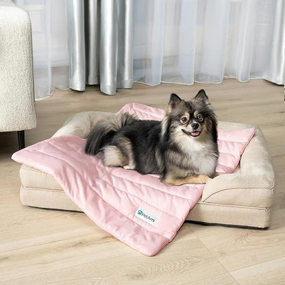 PetAmi Cooling Mat for Dog, Premium Pet Cooling Blanket for Crate Kennel, Indoor Cat Cool Sleeping Pad, Q-MAX Cold Sofa Couch Cover for Summer, Pink, Large (40x60)