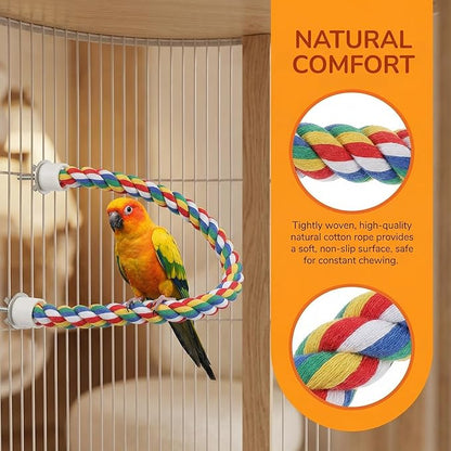 iplusmile Bird Perch 44 Inch Bird Rope Perches for Parrots, Cockatiels, Parakeets, Budgie Parakeet African Greys, Cockatiels, Conures, Budgie Cages Comfy Rope Toy, Colorful