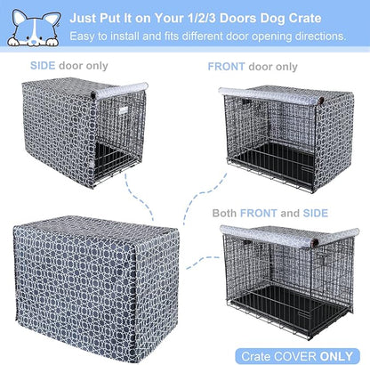 Explore Land Pattern Dog Crate Cover for 30 Inches Wire Cage, Heavy-Duty Polyester 1 2 3 Doors Standard Metal Pet Kennel Enclosure (Morocco)