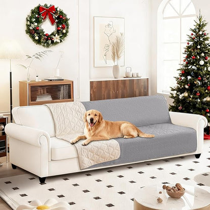 Waterproof Couch Covers for Pets, Waterproof Dog Bed Cover, Anti-Slip Soft Dog Blankets, Couch Cover for Dogs Washable, Pet Blanket for Puppy Large Dogs Cat (82x120 Inch, Light Grey)