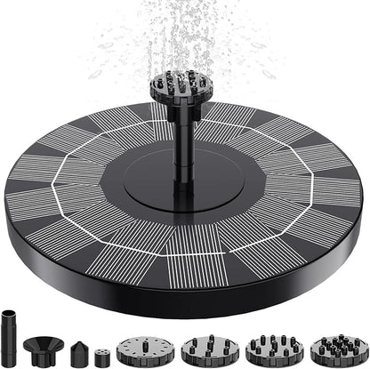 2.5W Solar Bird Bath Fountain Pump, Solar Fountains, Solar Powered Water Fountain with 6 Nozzles and Fixer for Bird Bath, Outdoors, Fish Tank, Pond, Pool and Garden