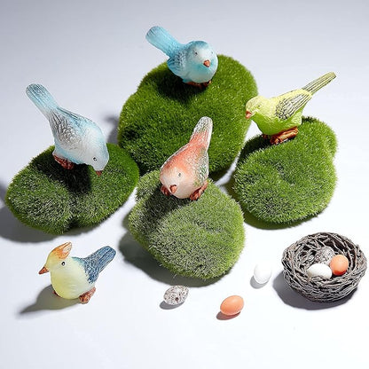 Jetec 30 Pieces Garden Accessories Bird Decorative Figurines Miniature Bird Figurines for Garden, Dollhouse Miniature, Cake Topper, Micro Landscape, Yard Bonsai Decal, Home Decoration