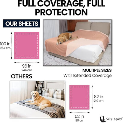 SILLY LEGACY Thin Reversible Waterproof Protective Cover or Liner for Bed or Couch (Queen Size, 96 x 82 inch), for Dogs and Cats, Babies; Incontinence, Dirt, Drool
