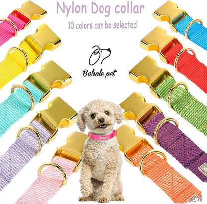 Nylon Dog Collar - Adjustable Rose Red Soft Webbing Dog Collars for Small Medium Large Dogs Boy Girl Puppy Collar with Safety Metal Buckle M