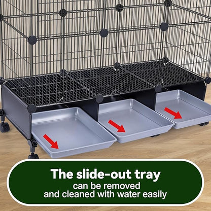 Encrypted Bird Cage (46" x 36" x 12"), with Wooden Perches, Metal Parakeet Cage with Slide-Out Tray, Water Bottle&Feeder, Bird Cages for Parrot,Parakeets,Cockatiel,Small Mid-Sized Birds