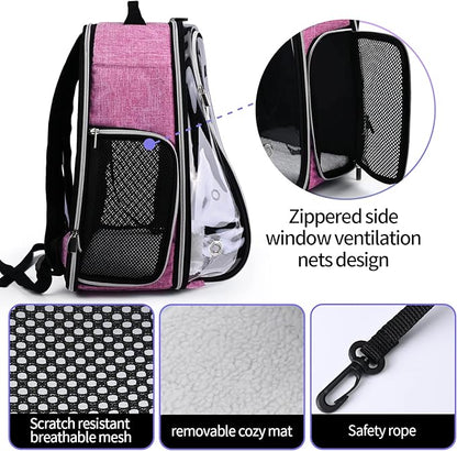 BAGLHER Cat Carrier Backpack Bubble - Fit Up to 18 Lbs - Airline-Approved Dog Backpack Carrier for Small Pets Puppies Dogs Bunny, Space Capsule Dog Carrier Backpack for Travel Outdoor Hiking, Pink