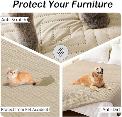 hyha Waterproof Dog Blanket, Soft Dog Bed Cover Pet Blankets, Waterproof Sofa Couch Cover for Dogs Washable, Reversible Pet Couch Covers for Sofa Furniture (40x80 Inch, Taupe/Taupe)