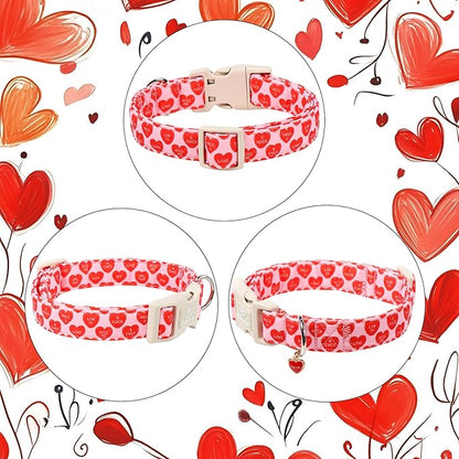 Valentines Dog Collar for Medium Dogs - Valentine Red Conversation Hearts Dog Collars, Love Boy Girl Dogs Collars, Lightweight Adjustable Cute Puppy Collar with Quick-Release Buckle M