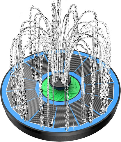 Yzert Solar Fountain Full Glass Panel No Battery, 3.5W Solar Bird Bath Fountains with 4 Fixed Rods & 7 Nozzles, Solar Fountain Pump for Bird Bath, Garden, Pond, Pool, Patio,Hummingbird