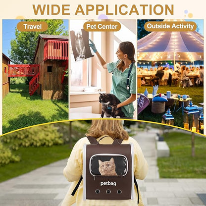 Pet Backpack Carrier, Portable and Ventilated, Oxford Cloth, Dogs Cats and Small Animals Travel Bag 14.17", (Brown, 1 Pcs), Intended for Hiking/Camping/Traveling