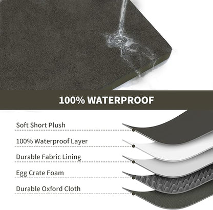 Large Comfy Washable Dog Bed, Orthopedic Egg Crate Foam Dog Crate Mat for Large Dogs with Removable Cover, 41x27 Inch, Coffee