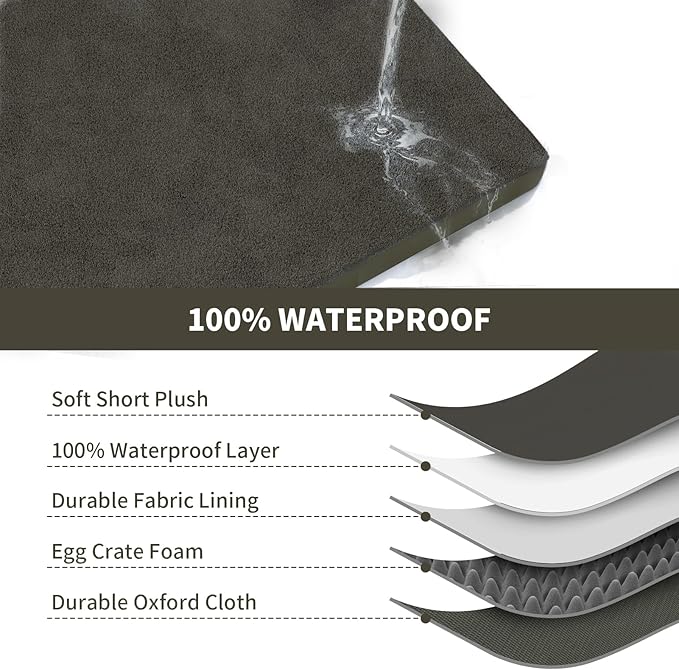Orthopedic Dog Bed for Extra Large Dogs, XL Comfort Pet Mat for Large Sized Dog 44x32 Inch, Egg Crate Foam with Removable Washable Oxford Cover, Coffee